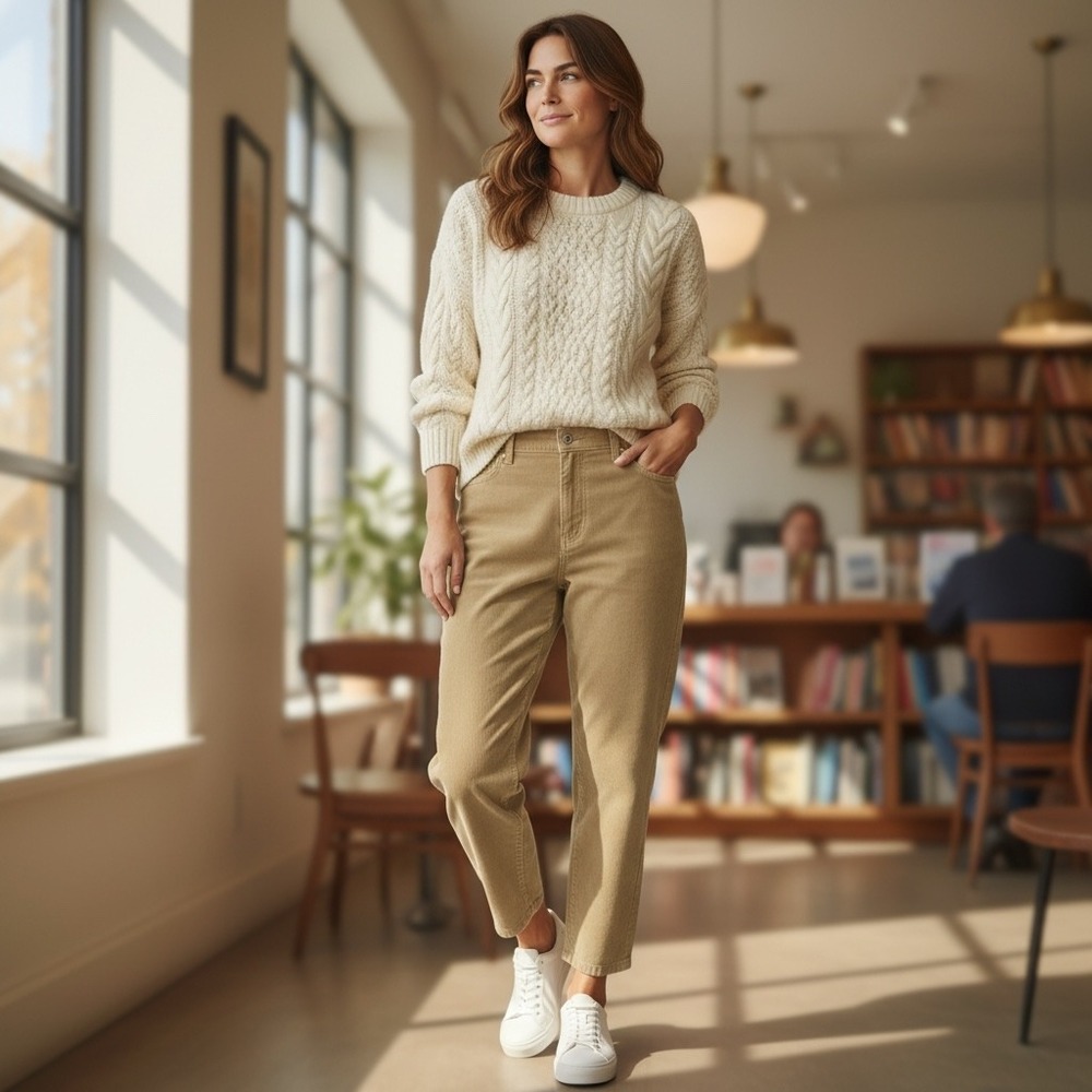 Lands End NEW Corduroy‎ Pants Straight Leg Grandmacore Minimalist Academia 18W